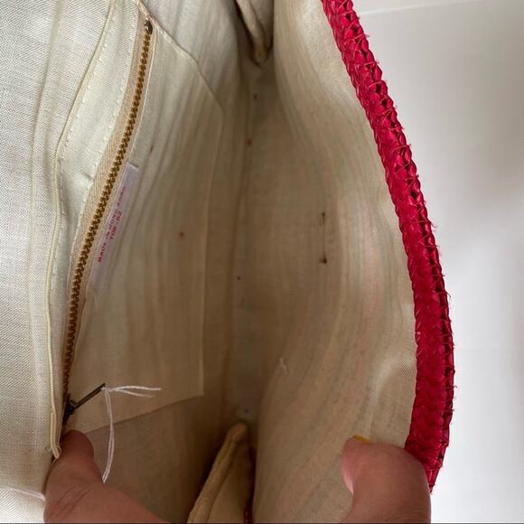 Vintage 1980s Rattan Envelope Clutch Large Rainbow Stripe Made in Hong Kong GUC - Picture 6 of 8